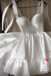 White Short Mini Satin Party Dress Homecoming Gowns 24372049
