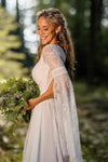 #DZ9326 Long Flared Sleeves Boho V Neck Wedding Dress