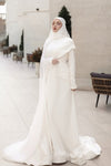 Elegant Long Hijab Wedding Dress With Beads