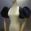 Short Puff Sleeve Satin Jacket Black ZJ044