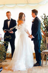 #DZ9354 A Line Wedding Dress Tiered Ruffles