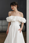 #DZ9346 Off The Shoulder Long A Line Satin Wedding Dress