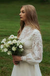 #DZ9334 Long Bishop Sleeves Appliques Lace Wedding Dresses