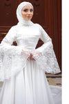 #DZ9442 Muslim Wedding Dress Long Flare Sleeves