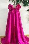 Hot Pink Fuchsia Long Taffeta Evening Cape Outfit