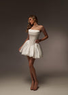 Ivory Satin A Line Short Mini Homecoming Dress Lace Up Back