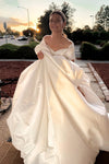#DZ9405 Satin Wedding Dress With Overskirt