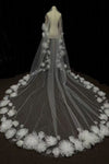 Romantic 3D Flowers Wedding Long Veils Without Comb  ZV075