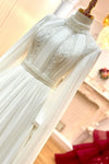 Muslim A-line Wedding Dresses Paillette Pearls High Collar