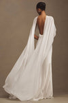 #DZ9376 Long Wedding Dress Backless With Cape Sleeves