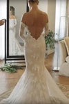 #DZ9365 Mermaid Beach Wedding Dresses with Long Sleeve