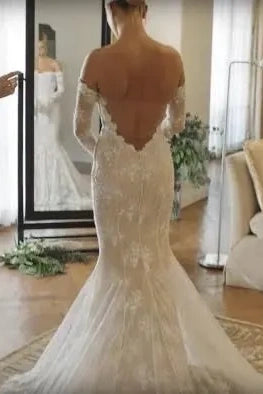 #DZ9365 Mermaid Beach Wedding Dresses with Long Sleeve