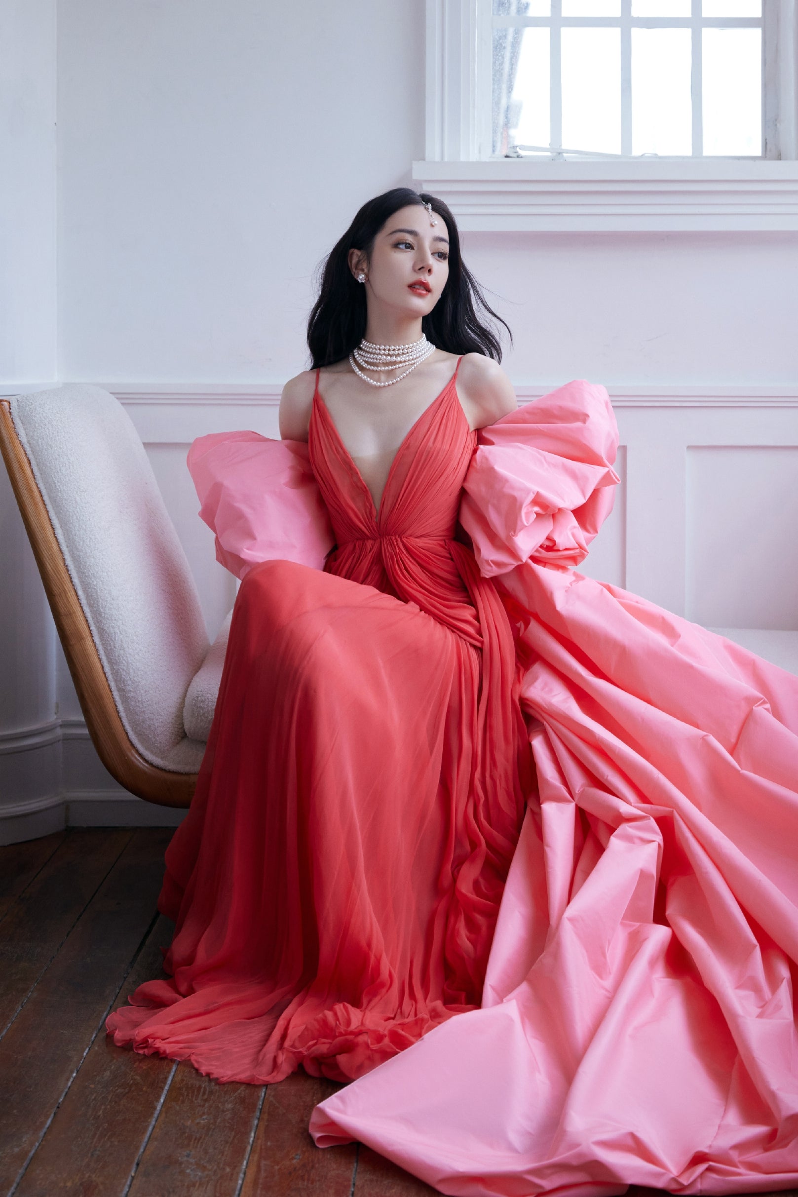 Pink Taffeta Fashion Bow Cape With Long Train DJ203 TANYA BRIDAL Pink Taffeta Fashion Bow Cape With Long Train DJ203 TANYA BRIDAL