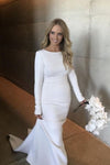 Modest Soft Satin Mermaid Wedding Dress Full Sleeves