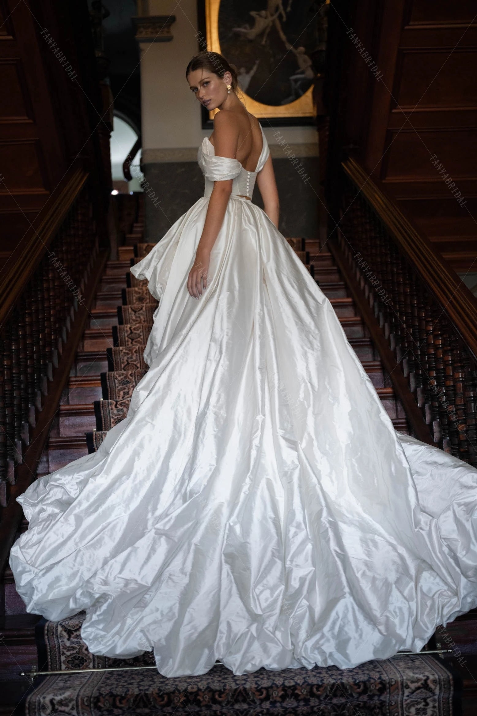 Taffeta Wedding Dresses Off The Shoulder Short Front Long back DW823 - Taffeta Wedding Dresses Off The Shoulder Short Front Long back DW823 -