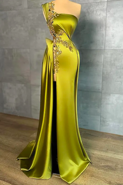 One Shoulder Lace Applique Prom Dresses 24311653