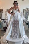 Off The Shoulder Wedding Dress Lace Satin Bespoke Bridal Gown