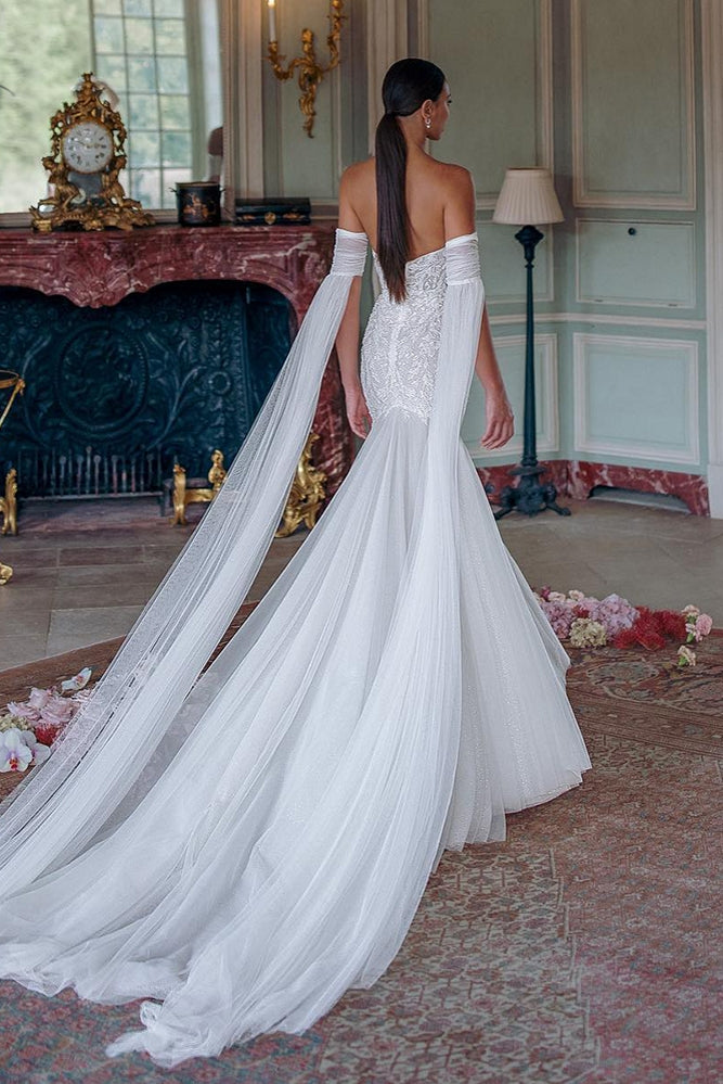 detachable sleeves for wedding dress ROSALEEN / Strapless with Long Removable Ivory Sizes Detachable Wedding Dress Sleeves |