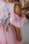 Bohemian A Line Pink Flower Girl Dress Off The Shoulder Party Gown
