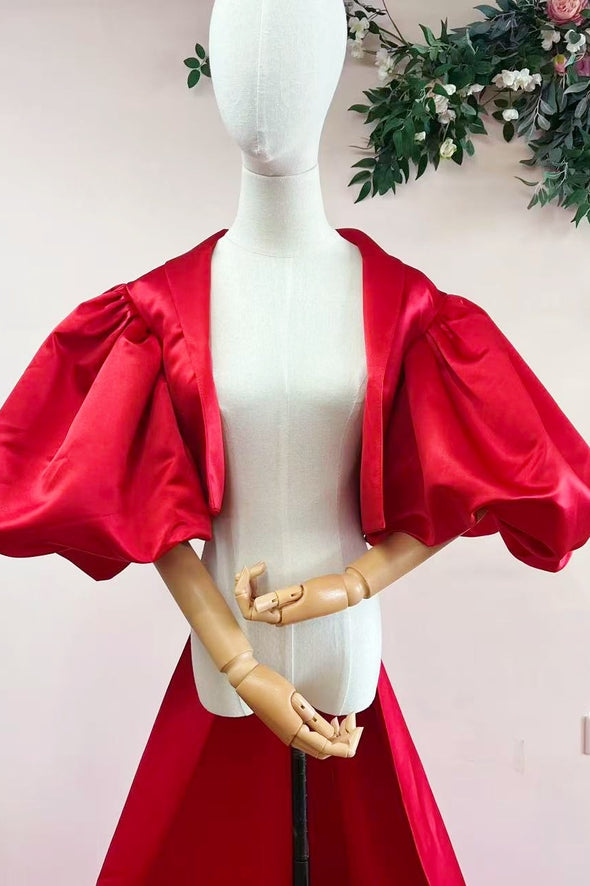 Dark Green Puff Sleeved Fashion Cape With Puffy Sleeves