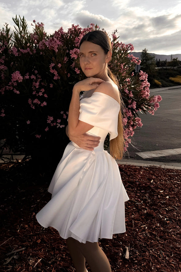 #DZ9405 Satin Wedding Dress With Overskirt