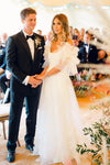 #DZ9354 A Line Wedding Dress Tiered Ruffles