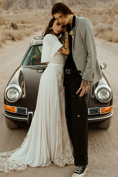 Bohemian Wedding Dresses Flare Sleeve Elegant Vestido De Noivas ZW472