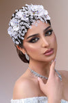 HP675  Bride Luxury Accessories White Resin Leaves Colorful Rhinestone Hair Hoop