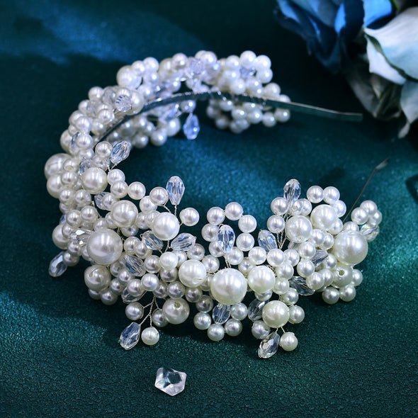 HP674 Bride Hair Pearl Crystal Headband Photography Stage Accessories
