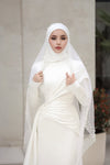 Elegant Long Hijab Wedding Dress With Beads