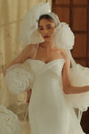V398 long handmade rose flower bridal veil