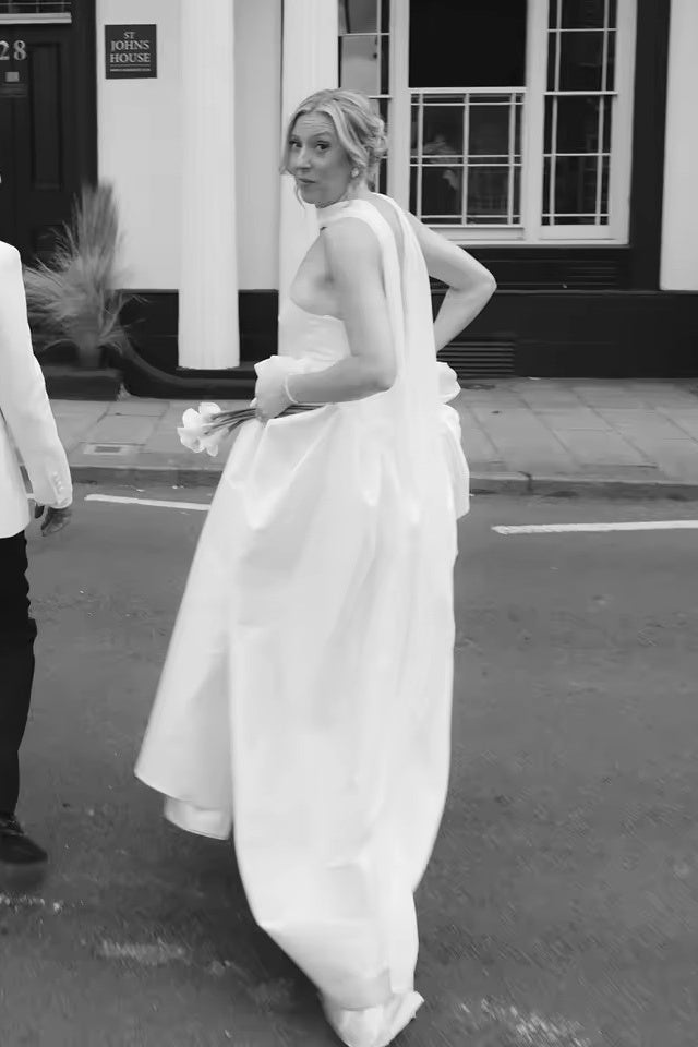 DZ9335 Drop Waist Wedding Gowns Ivory With Scarf TANYA BRIDAL DZ9335 Drop Waist Wedding Gowns Ivory With Scarf TANYA BRIDAL