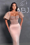 Amazing Pearls Mermaid Prom Dresses Beaded Sheer Plunging Neckline