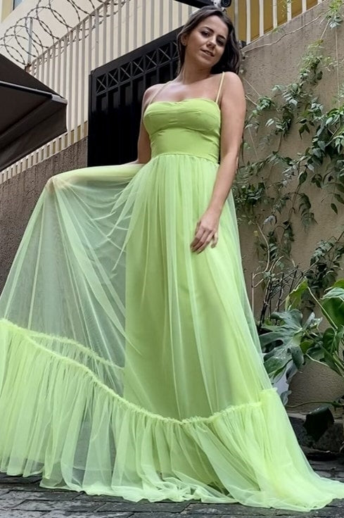 A Line Strapless Spaghetti Strap Tulle Sage Green Prom Dress TANYA BRIDAL A Line Strapless Spaghetti Strap Tulle Sage Green Prom Dress TANYA BRIDAL