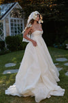 #DZ9356 Vintage Taffeta A Line Long Ruffles Wedding Dress