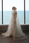Elegant Long Hijab Wedding Dress With Beads