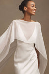 #DZ9376 Long Wedding Dress Backless With Cape Sleeves