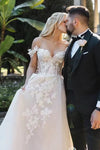 #DZ9328 Off Shoulder Shimmer Tulle Wedding Dress