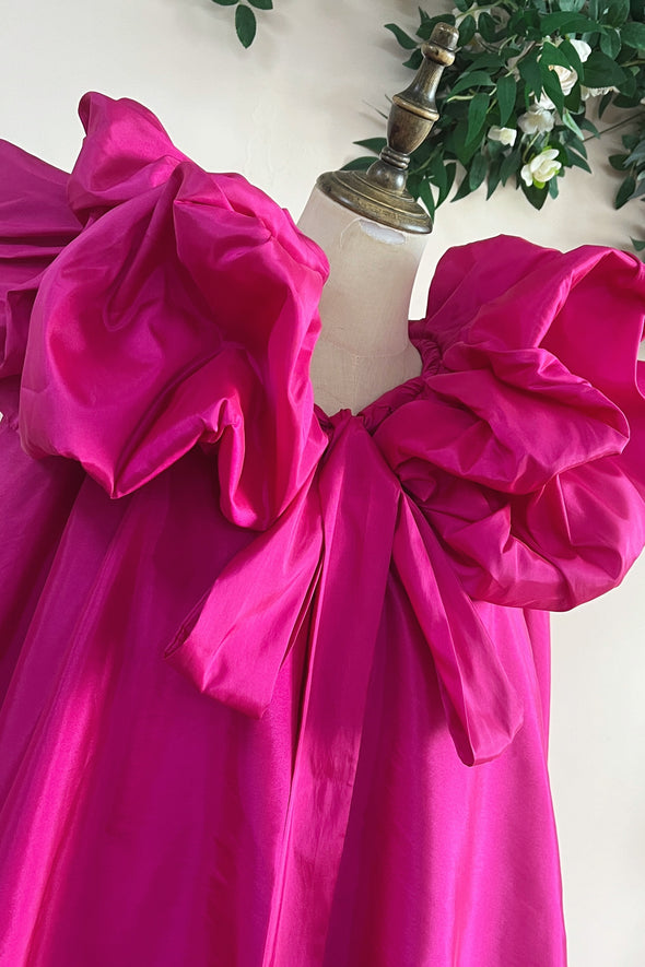 Hot Pink Fuchsia Long Taffeta Evening Cape Outfit