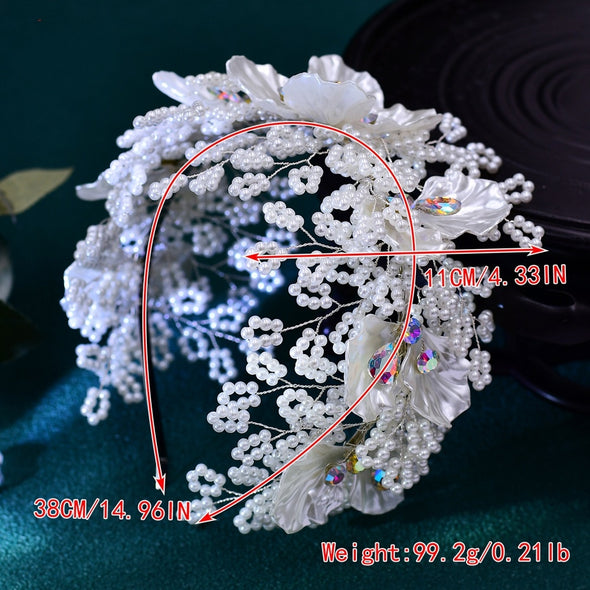 HP675  Bride Luxury Accessories White Resin Leaves Colorful Rhinestone Hair Hoop