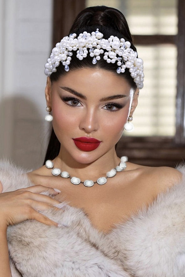 HP674 Bride Hair Pearl Crystal Headband Photography Stage Accessories