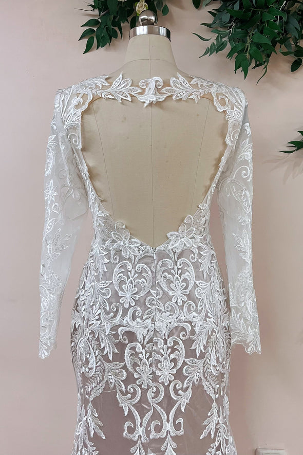 Backless Lace Long Sleeve Mermaid Wedding Dress TBW65