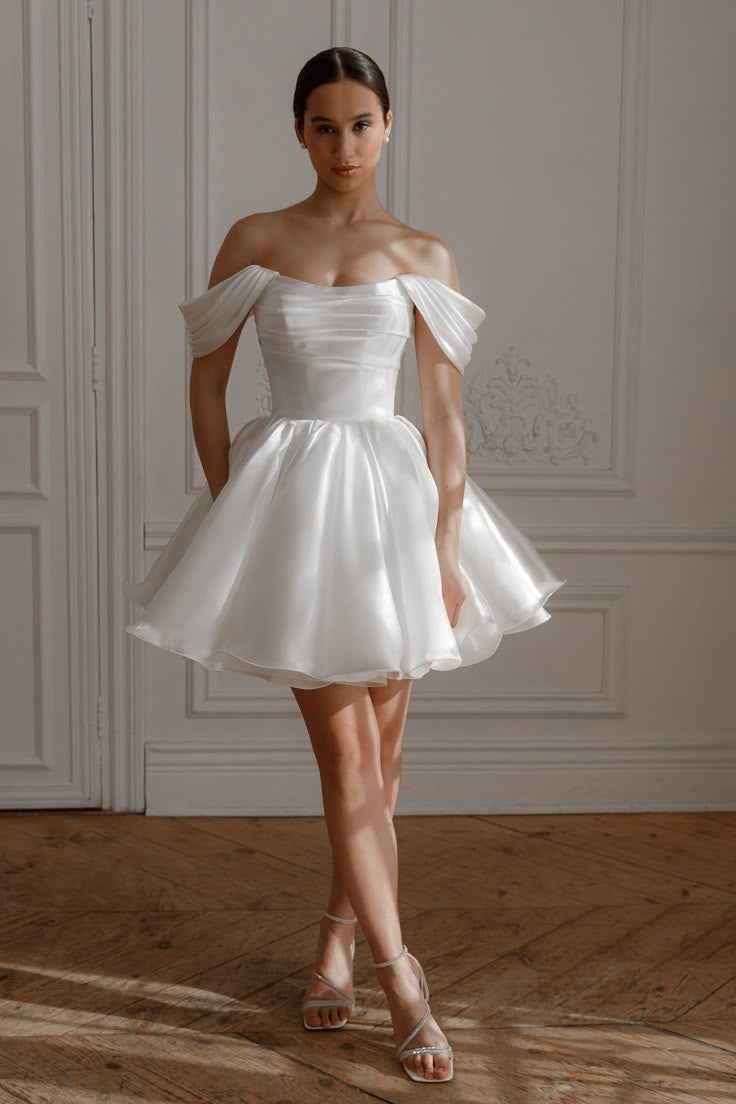 mini dress with detached sleeves Smoky Blue Strapless A-Line Short Dress with Detachable Sleeves Modsele