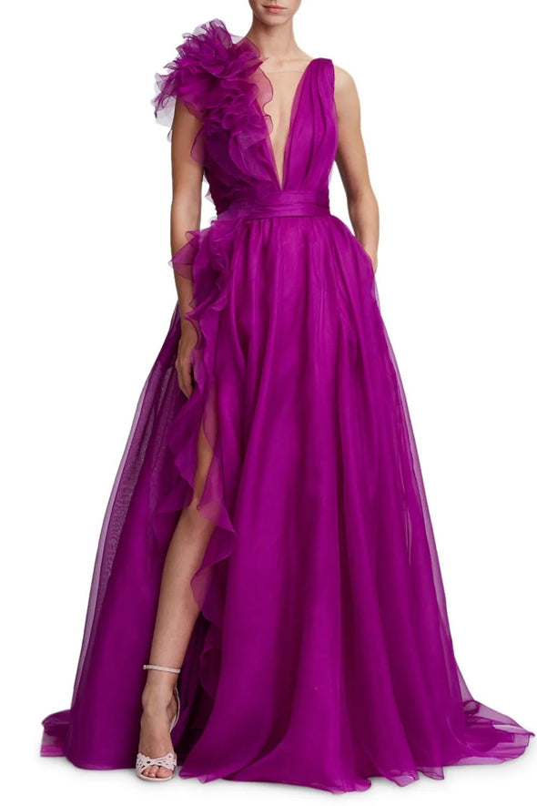 Sexy A-line Prom Dresses Side Split Maxi Vestidos De Fiesta