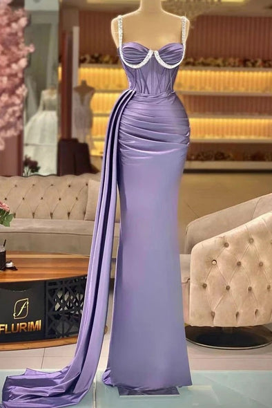 Trumpet Sexy Evening Gown Spaghetti Strap Elegant Prom Dress
