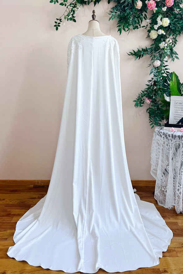 Muslim Wedding Dress With Cape A Line Long Sleeves