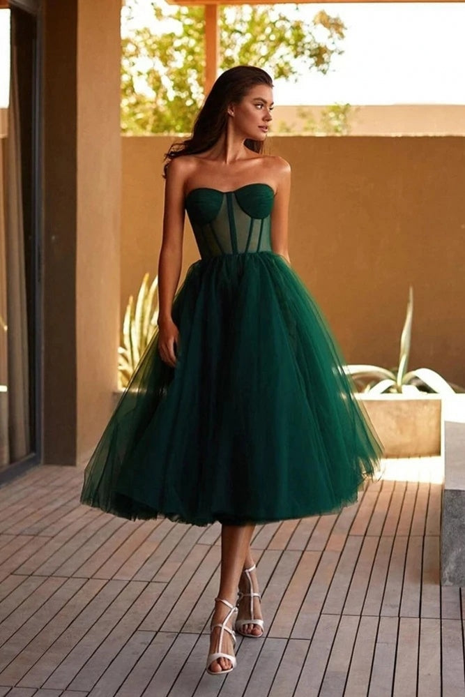 Dark Green A Line Tulle Homeocming Dress Sexy Style TANYA BRIDAL Dark Green A Line Tulle Homeocming Dress Sexy Style TANYA BRIDAL