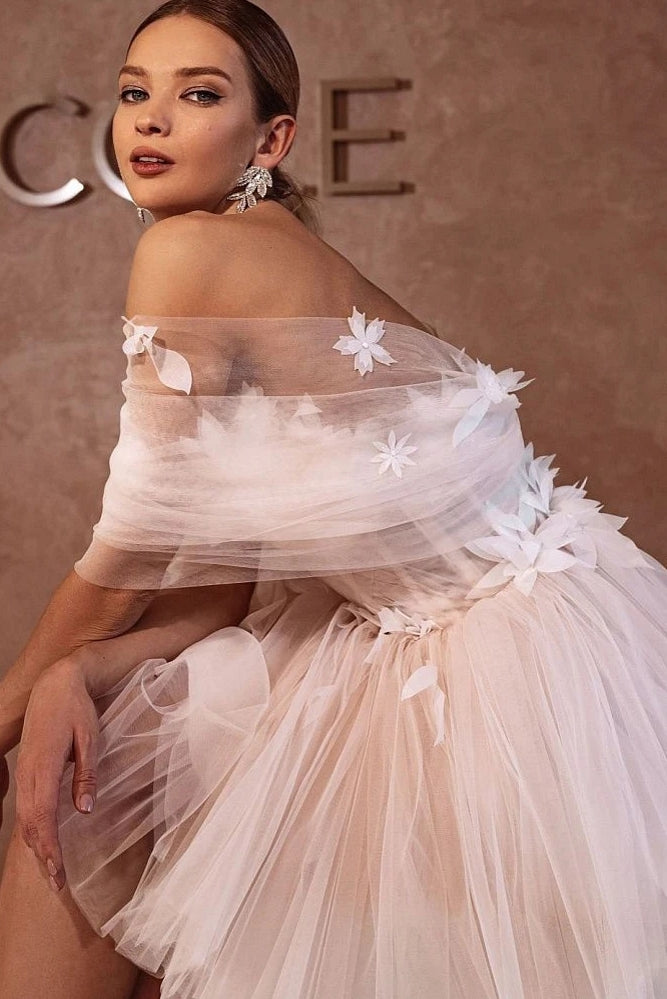 bridal cocktail dresses Cocktail length A-line wedding dress with bustier-style top