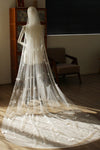 Off White 3 Meters Pearls Long Wedding Veil With Butterfly