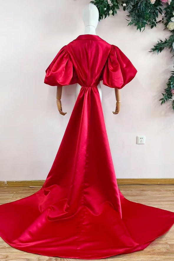 Dark Green Puff Sleeved Fashion Cape With Puffy Sleeves